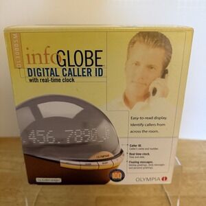 Olympia Info Globe Digital Caller ID Clock Sphere New Open Box Black Gray